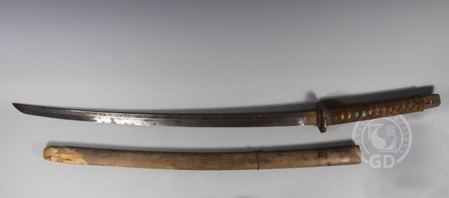 1938年至1941年期间，叶挺在新四军用过的日式指挥刀（带鞘）。图源：叶挺纪念馆