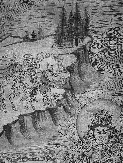 敦煌榆林窟壁画中的僧人与猴面行者